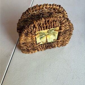 Vintage Woven Palm Tree Napkin Holder
